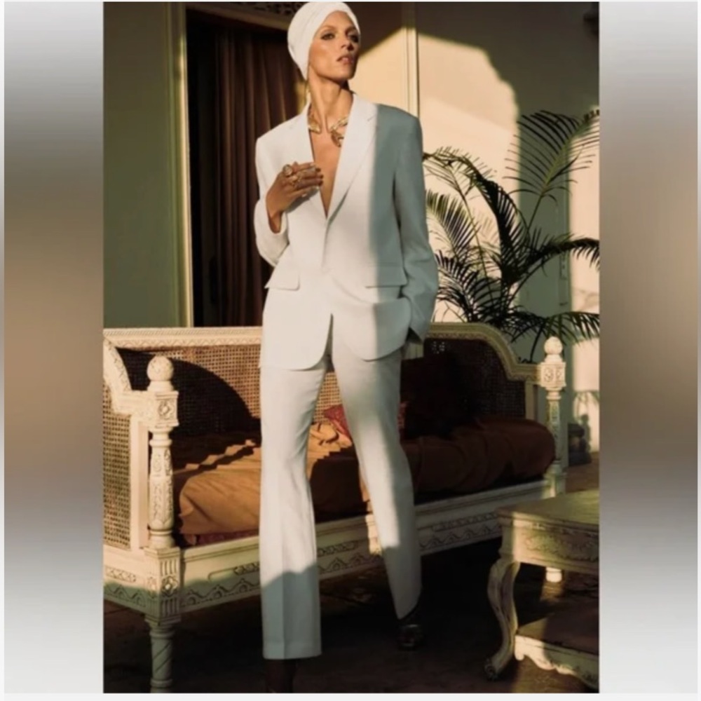 NWT Zara Off-White Linen Blend Blazer & Pant Set